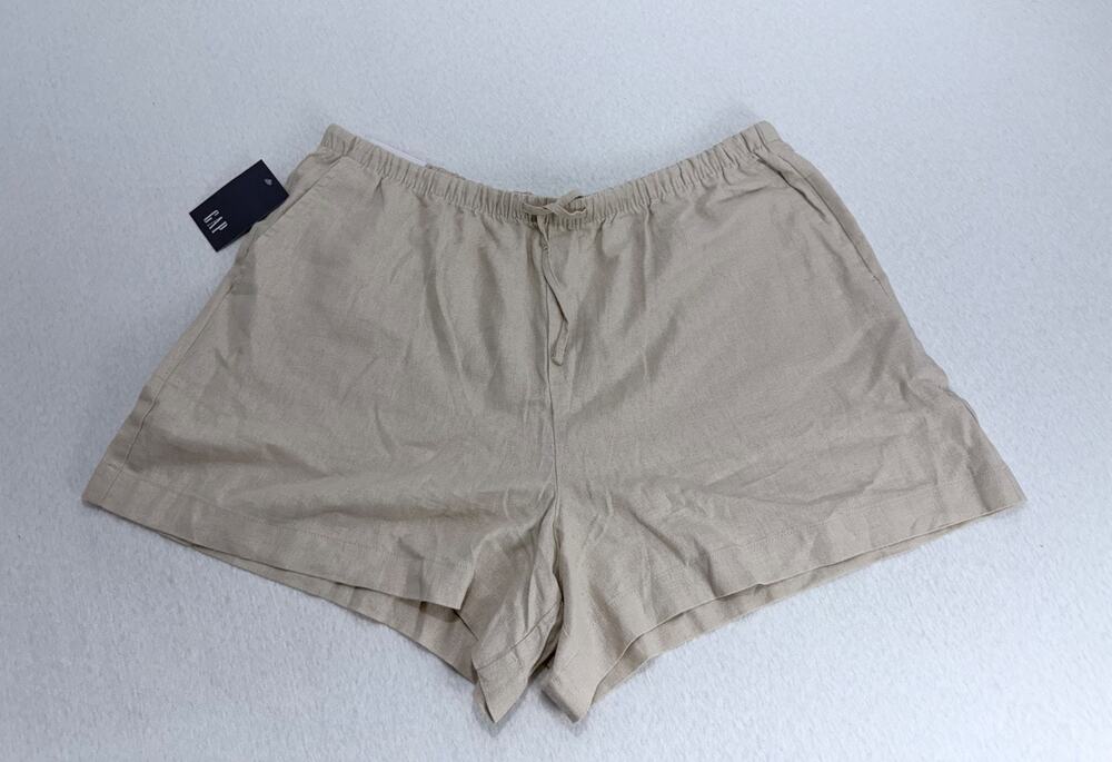 Gap Women's Lightweight Comfortable Fit Linen Pull-On Short Size XL Beige
